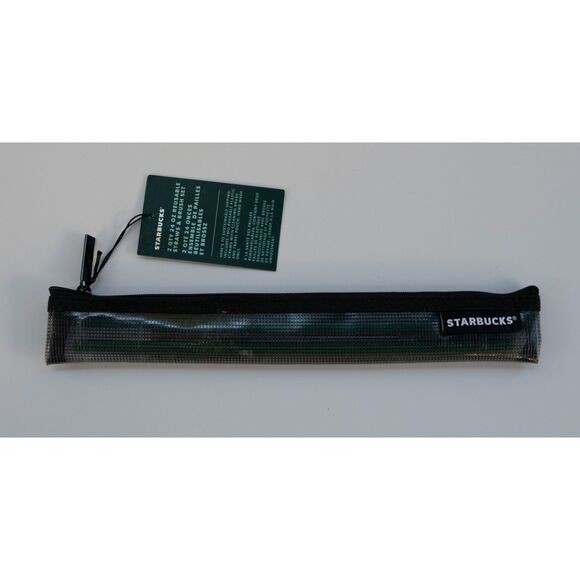 2 Starbucks 24oz Reusable Straws w/ Cleaning Brush & Plastic Zip Travel Pouch - Picture 1 of 4